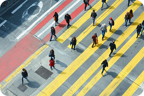 People crossing a city street